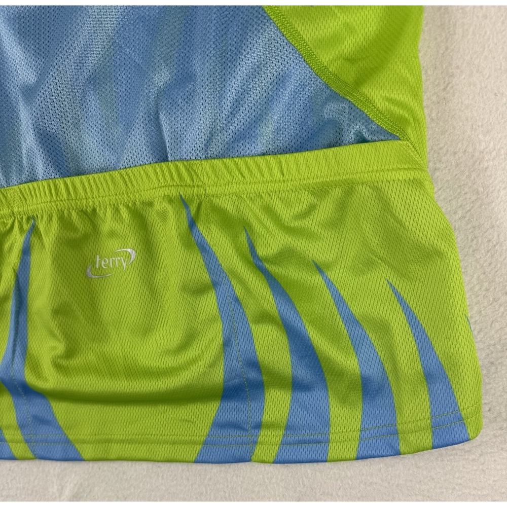 Terry Womens Lime Green & Blue Short Sleeve Cycling Jersey - Picture 9 of 10